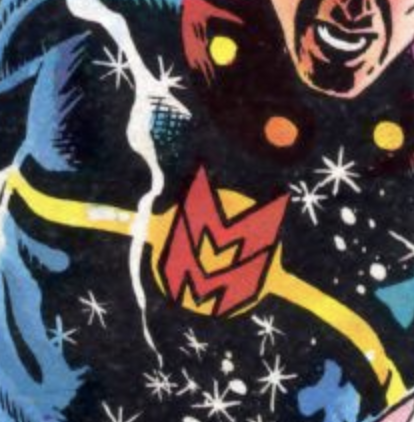 Double-M logo on superhero chest.